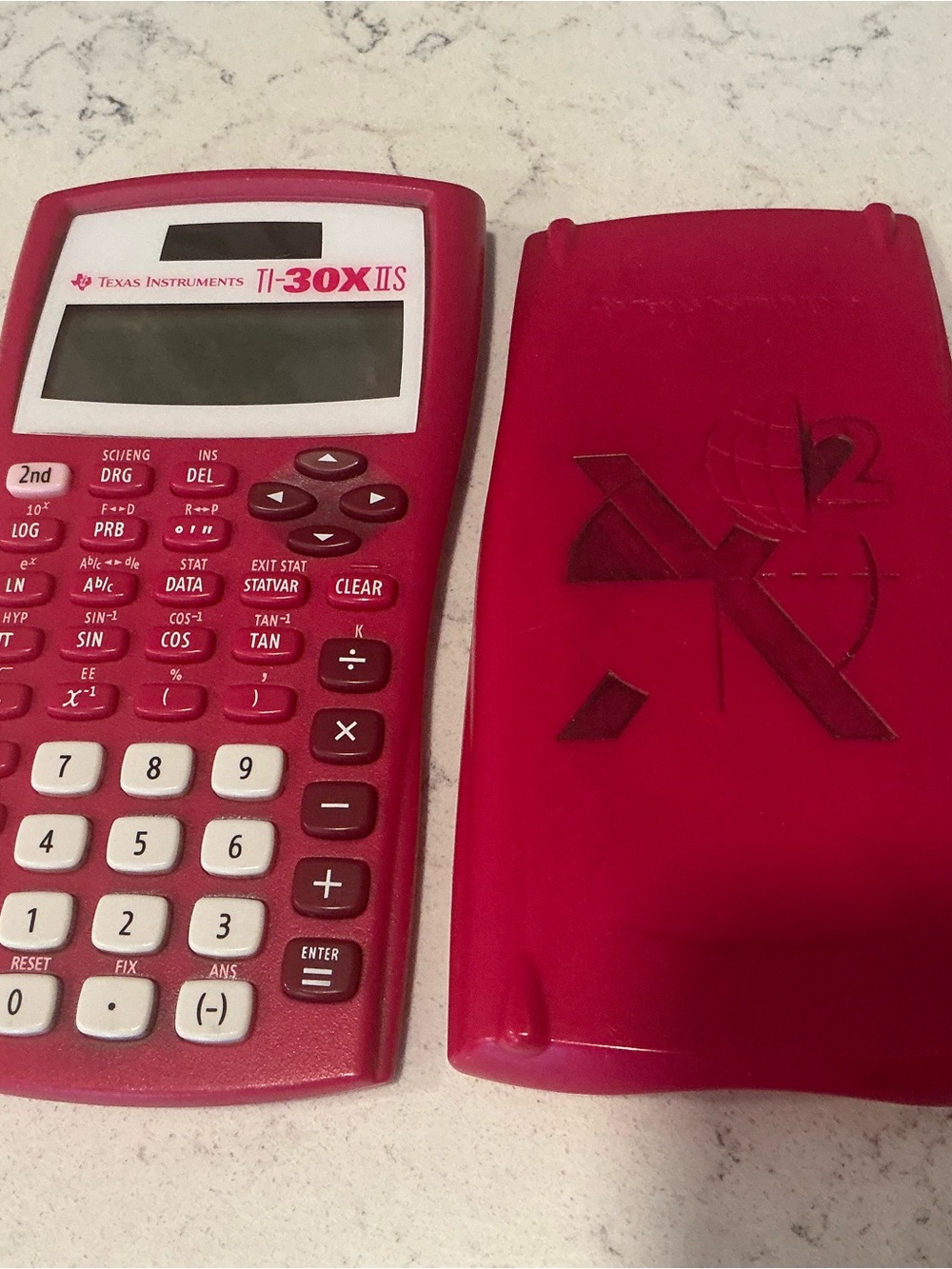 Texas Instruments TI-30XIIS pink calculator with case